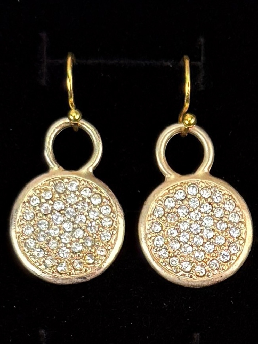 Vintage Goldtone Crystal Bling Pierced Earrings